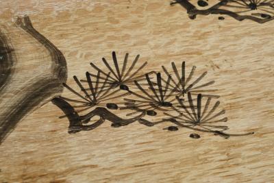 Art Deco Tray with Birds and Foliage Theme in Wood and Brass 1940s