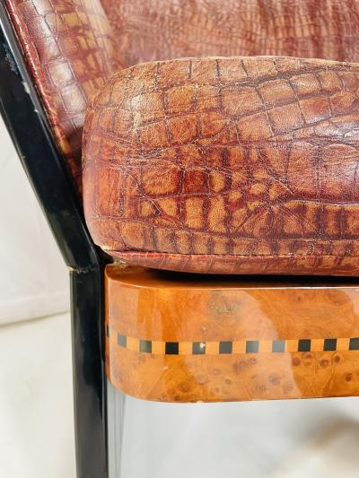 Art Deco Two Seater Sofa in Burlwood and Leather France 1940s