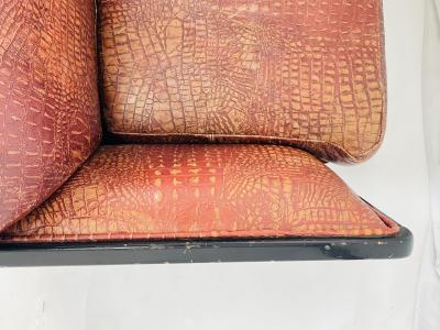 Art Deco Two Seater Sofa in Burlwood and Leather France 1940s