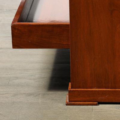 Art Deco Two Tier Rectilinear Book Matched Walnut Raised Border Cocktail Table