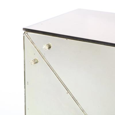 Art Deco Two Tone Plain Bronze Mirrored Fireplace with Crystal Florets