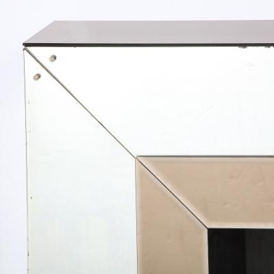 Art Deco Two Tone Plain Bronze Mirrored Fireplace with Crystal Florets