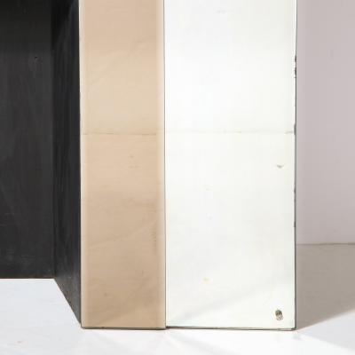 Art Deco Two Tone Plain Bronze Mirrored Fireplace with Crystal Florets