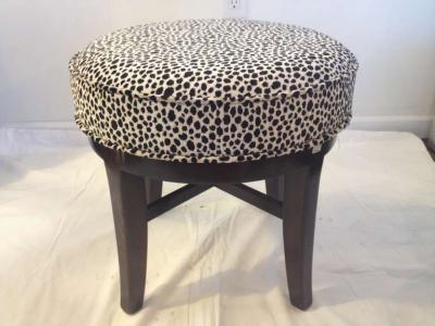 Art Deco Vanity Swivel Stool Gibbings Style Chenille Fabric