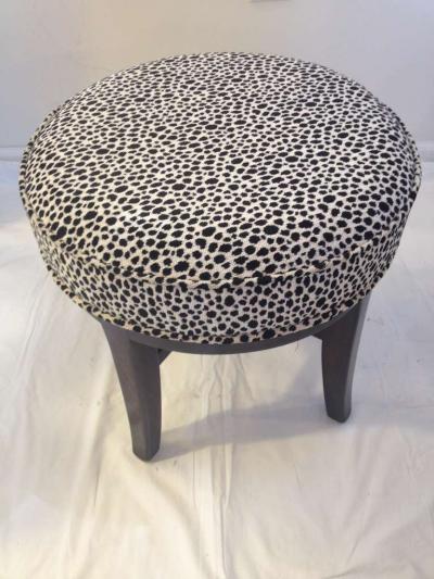 Art Deco Vanity Swivel Stool Gibbings Style Chenille Fabric