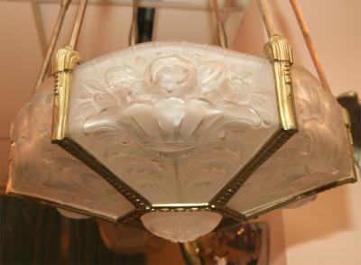 Art Deco Verrerie Belge Chandelier