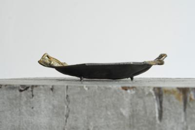 Art Deco Vide Poche or Bowl with Leaves in Solid Brass 1930s