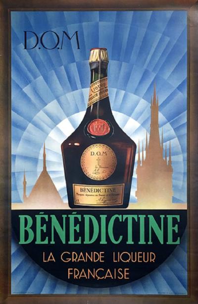 Art Deco Vintage French Poster for Benedictine Liqueur 1930 Original
