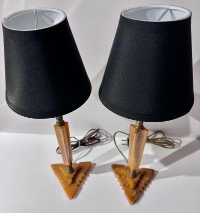 Art Deco Vintage Phenolic Amber Bakelite Lamps