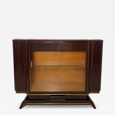 Art Deco Vitrine Sideboard Macassar Ebony Maple Brass Glass Paris circa 1930