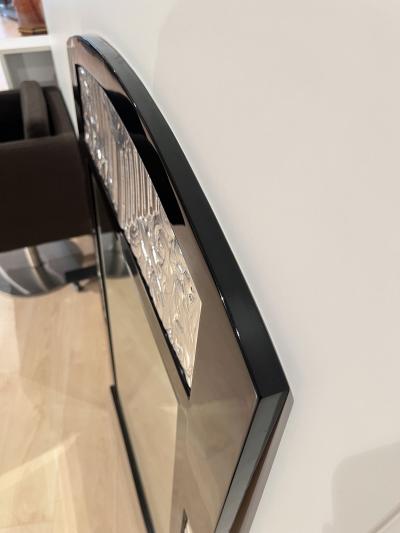 Art Deco Wall Mirror Black Lacquer Silver Leaf France circa 1930