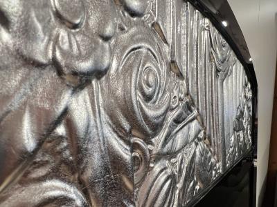 Art Deco Wall Mirror Black Lacquer Silver Leaf France circa 1930