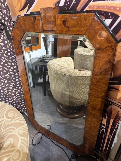 Art Deco Wall Mirror with Two Tone Wood Frame