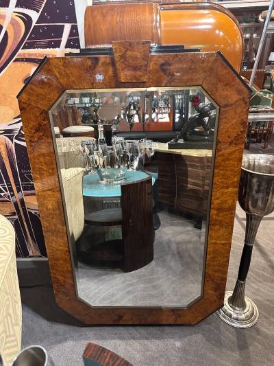 Art Deco Wall Mirror with Two Tone Wood Frame