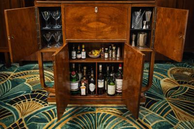 Art Deco Walnut Cocktail Cabinet with Chrome Legs France circa 1935