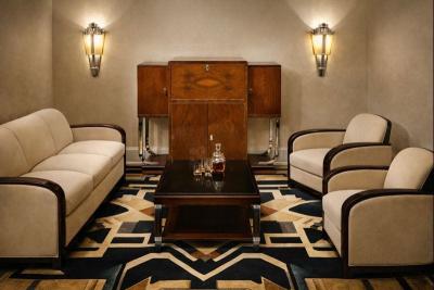 Art Deco Walnut Cocktail Cabinet with Chrome Legs France circa 1935