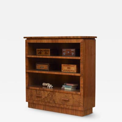 Art Deco Walnut Open Bookcase