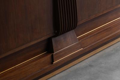Art Deco Walnut Sideboard with Brass Details and Sculptural Base France 1930s