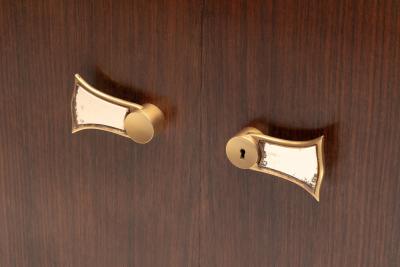 Art Deco Walnut Sideboard with Brass Details and Sculptural Base France 1930s