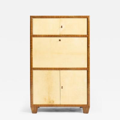 Art Deco Walnut and Velum Cabinet