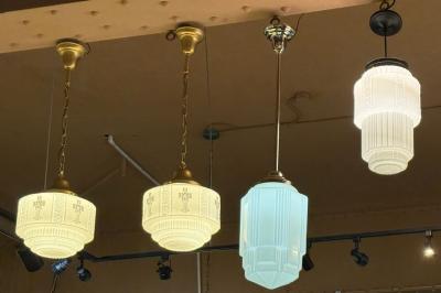 Art Deco Wedding Cake Pendant Light Fixtures Set of 6 Available