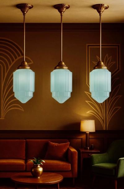 Art Deco Wedding Cake Pendant Light Fixtures Set of 6 Available