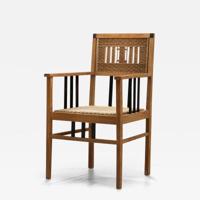 Art Deco Wood and Rattan Chair Europe 20th Century