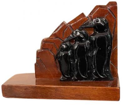 Art Deco Wooden Penguin Bookends