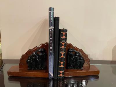 Art Deco Wooden Penguin Bookends