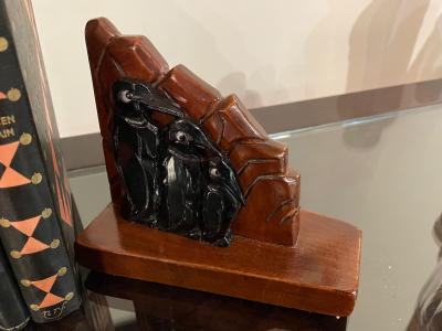 Art Deco Wooden Penguin Bookends