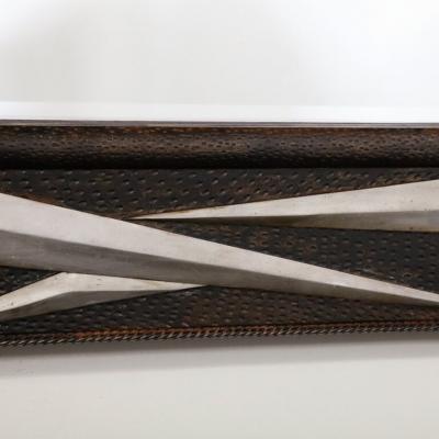 Art Deco Wrought Iron Mirror w Stylized Cubist Geometric Detailing