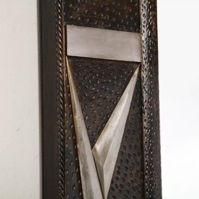 Art Deco Wrought Iron Mirror w Stylized Cubist Geometric Detailing