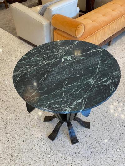 Art Deco Wrought Iron Table with Marble Top