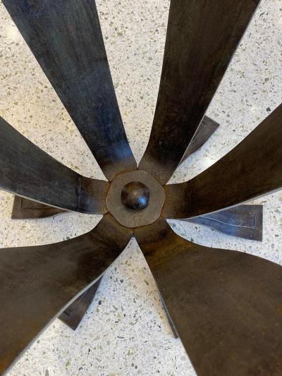 Art Deco Wrought Iron Table with Marble Top