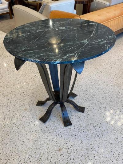 Art Deco Wrought Iron Table with Marble Top