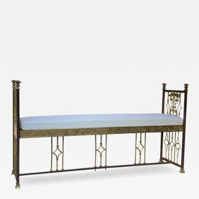 Art Deco Wrought Iron and Cast Bronze Hall Bench