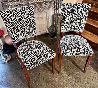 Art Deco Zebra Style Matching Pair of Side Chairs