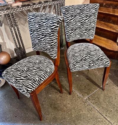 Art Deco Zebra Style Matching Pair of Side Chairs