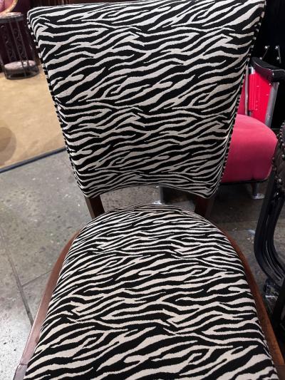 Art Deco Zebra Style Matching Pair of Side Chairs