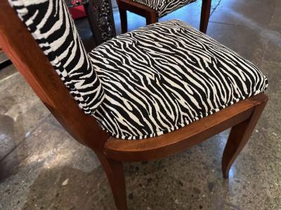 Art Deco Zebra Style Matching Pair of Side Chairs