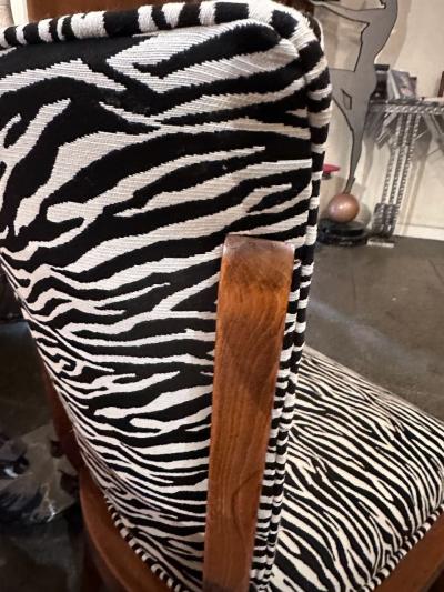 Art Deco Zebra Style Matching Pair of Side Chairs