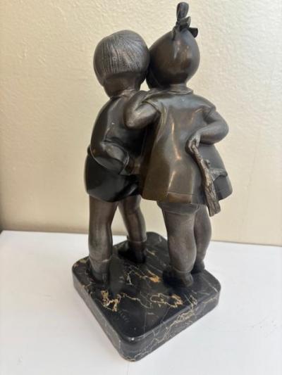 Art Deco bronze figure of boy and girl