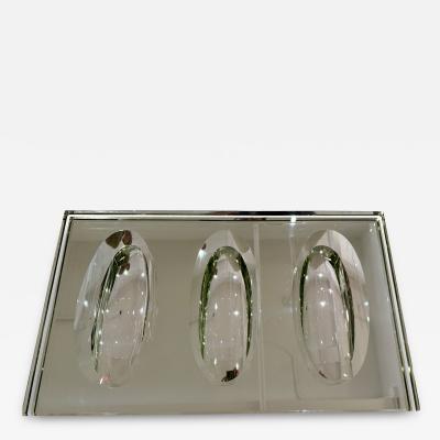 Art Deco cast glass mirrored center piece France 1930 s