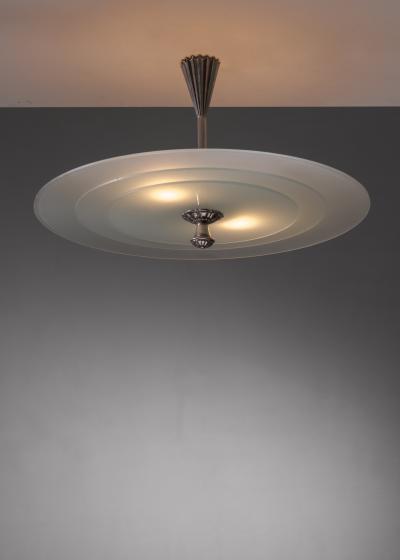 Art Deco chrome and glass pendant