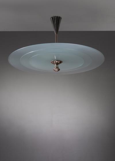 Art Deco chrome and glass pendant