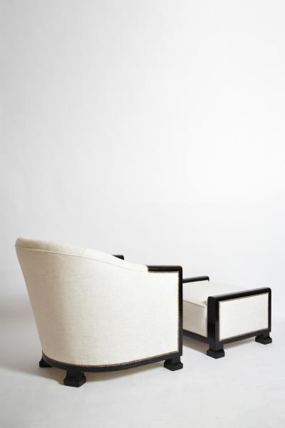 Art Deco ebonised wood lounge chair 1930s 