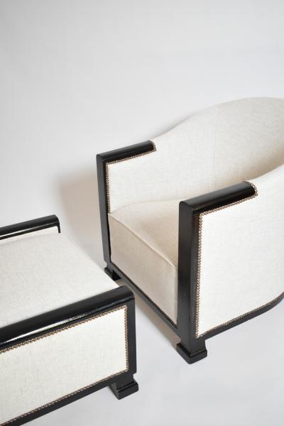 Art Deco ebonised wood lounge chair 1930s 
