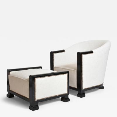 Art Deco ebonised wood lounge chair 1930s 