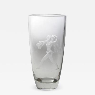 Art Deco etched glass vase