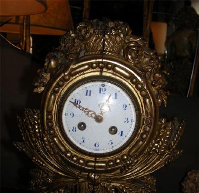 Art Deco gilded wood clock
